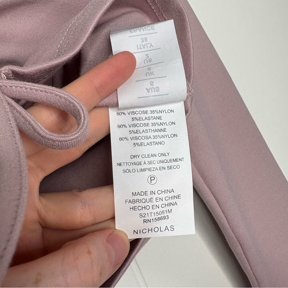 NICHOLAS Light Pink Stretchy Ruched Crop Top Tie Front 2 Australian Designer - Picture 8 of 9